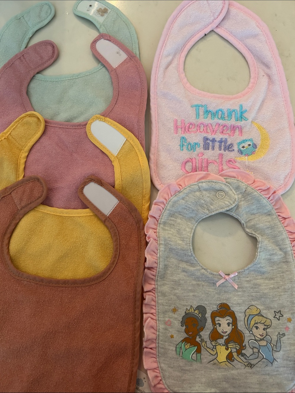 Baby Bib Set - Pink, Gray, Yellow, Mauve, Mint - Multi-Color Toddler Bibs